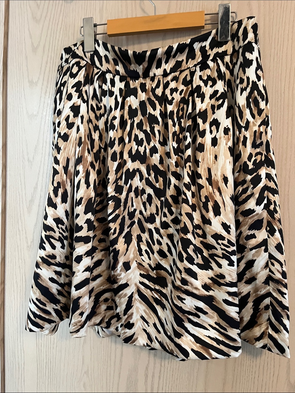 White House Black Market Leopard Print Circle Skirt in Black and Tan